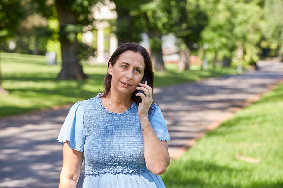 Woman on phone in park