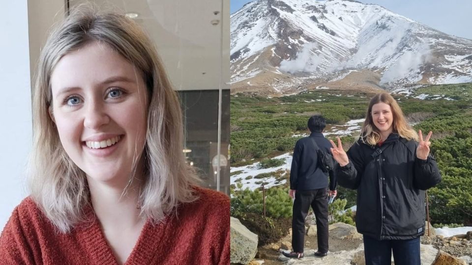 Young girl smiling on mountain